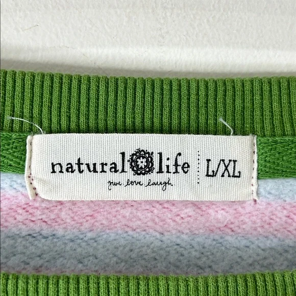 NATURAL LIFE Pink & Blue Striped Sweatshirt with Green Trim - Picture 5 of 15